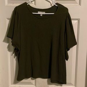 Stitch Fix Madewell Maple Flutter Sleeve Olive Knit Top Size 2X
